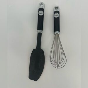 KitchenAid Black and Silver Spatula and Whisk Set Baking Cooking Kitchen Utensil